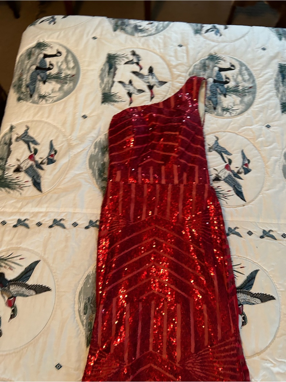 One-Shoulder Red Sequin Dress